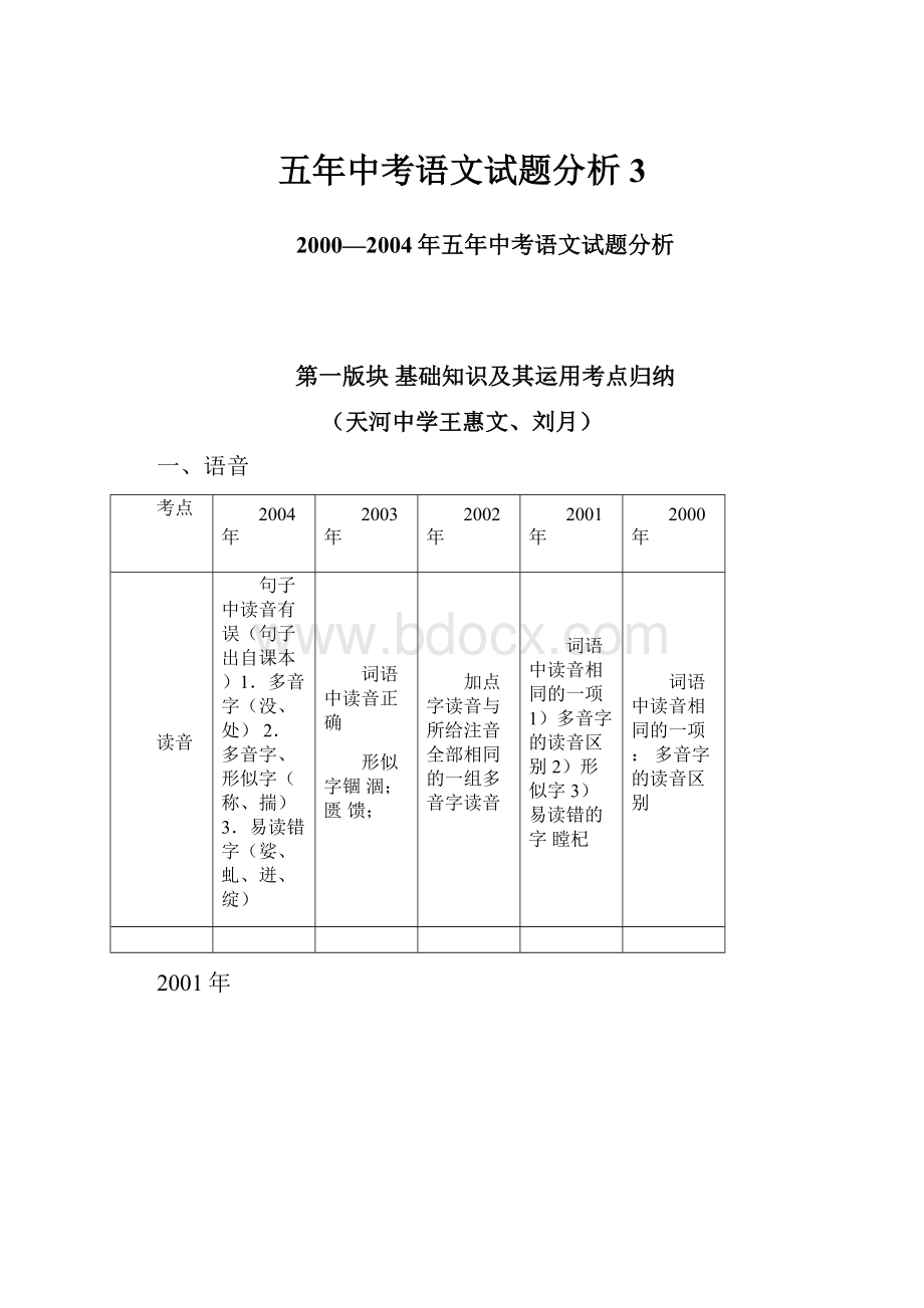 五年中考语文试题分析3.docx