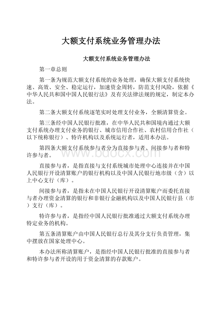 大额支付系统业务管理办法.docx_第1页