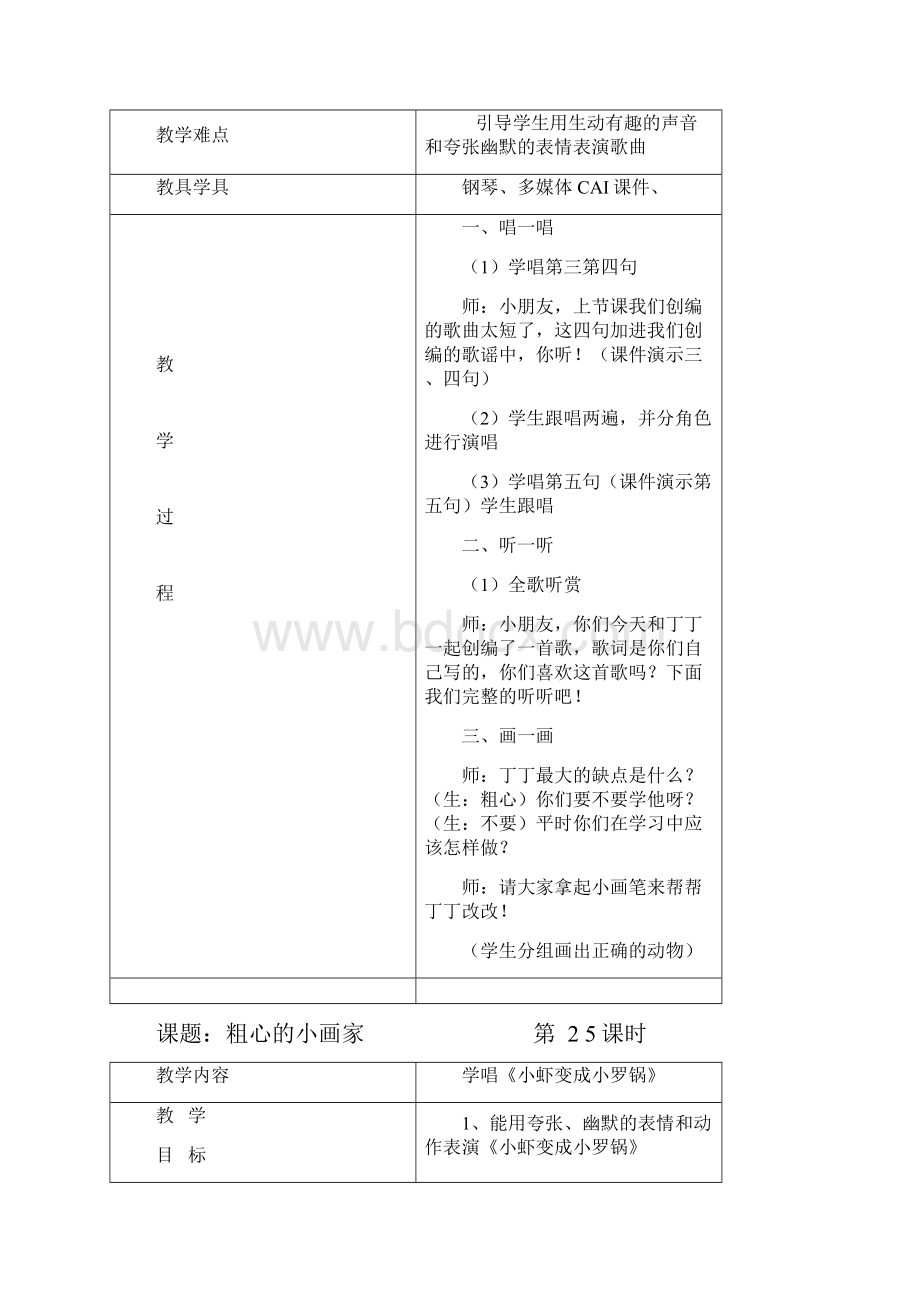 最新湘教版音乐二年级上册《粗心的小画家》教案doc.docx_第3页