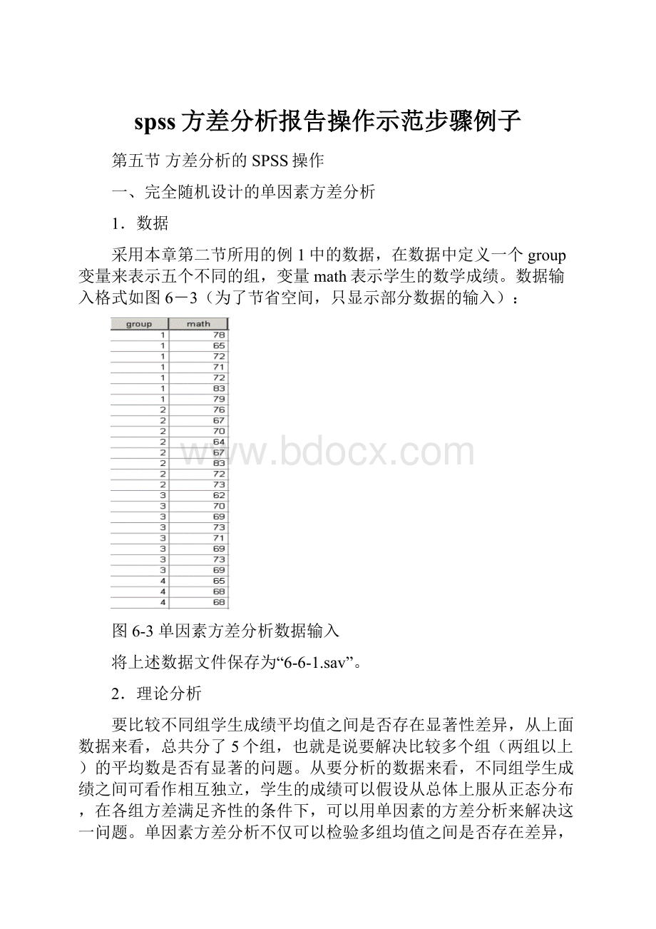 spss方差分析报告操作示范步骤例子.docx