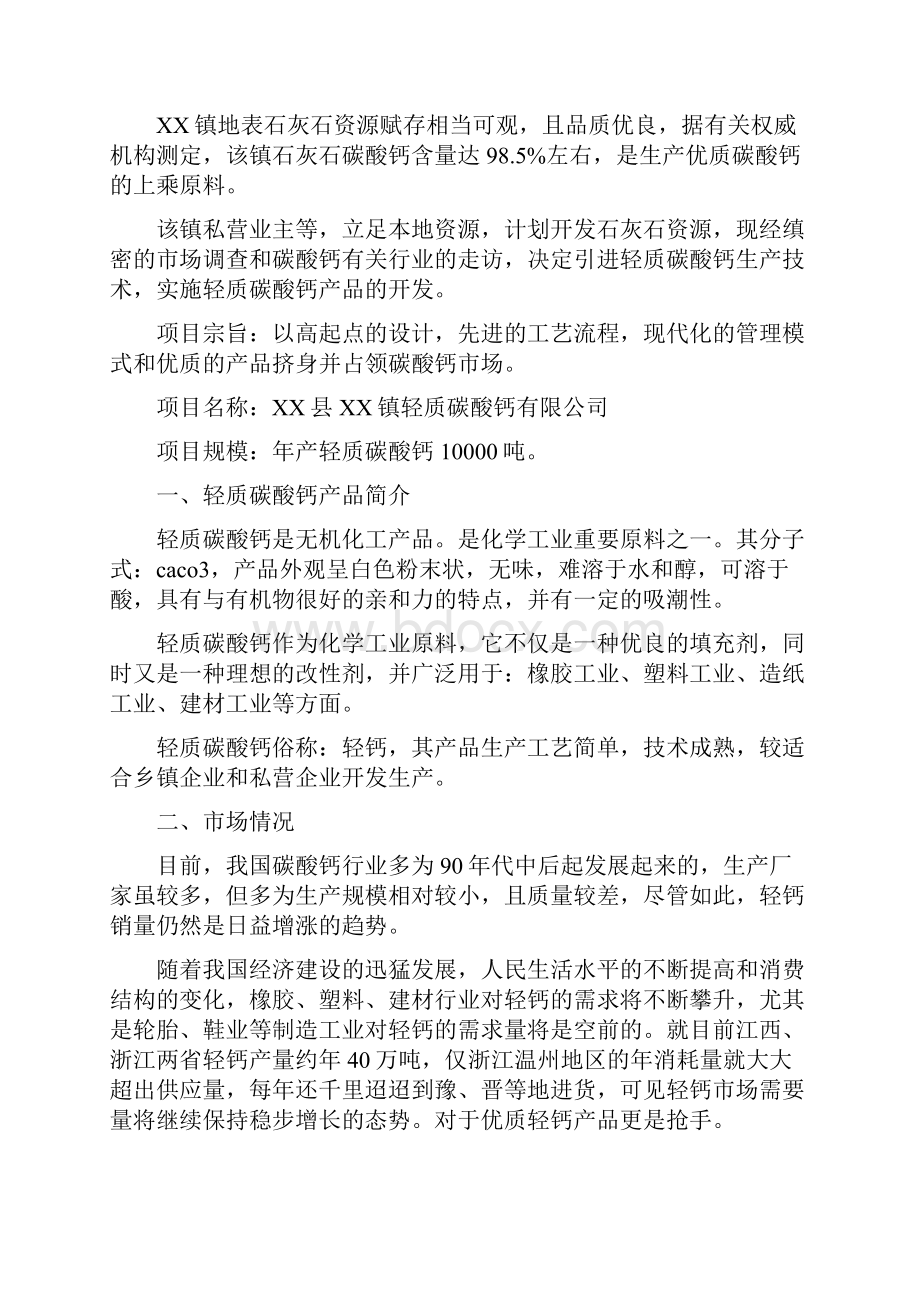 年产10000吨轻质碳酸钙项目可行性研究报告经典版.docx_第2页