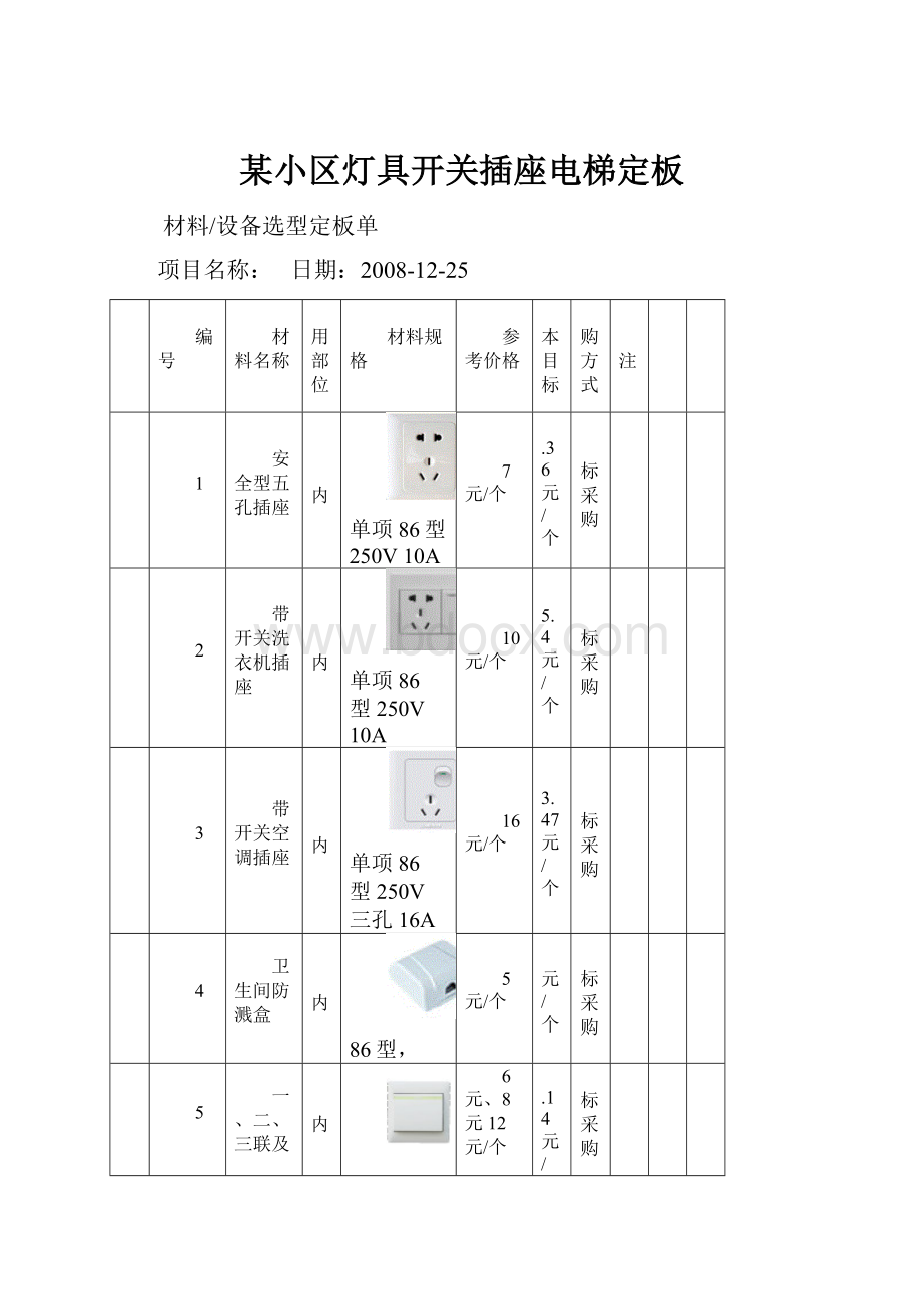 某小区灯具开关插座电梯定板.docx