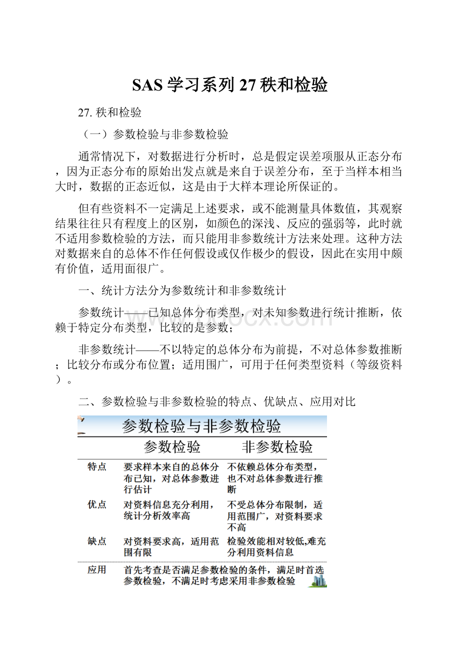 SAS学习系列27秩和检验.docx