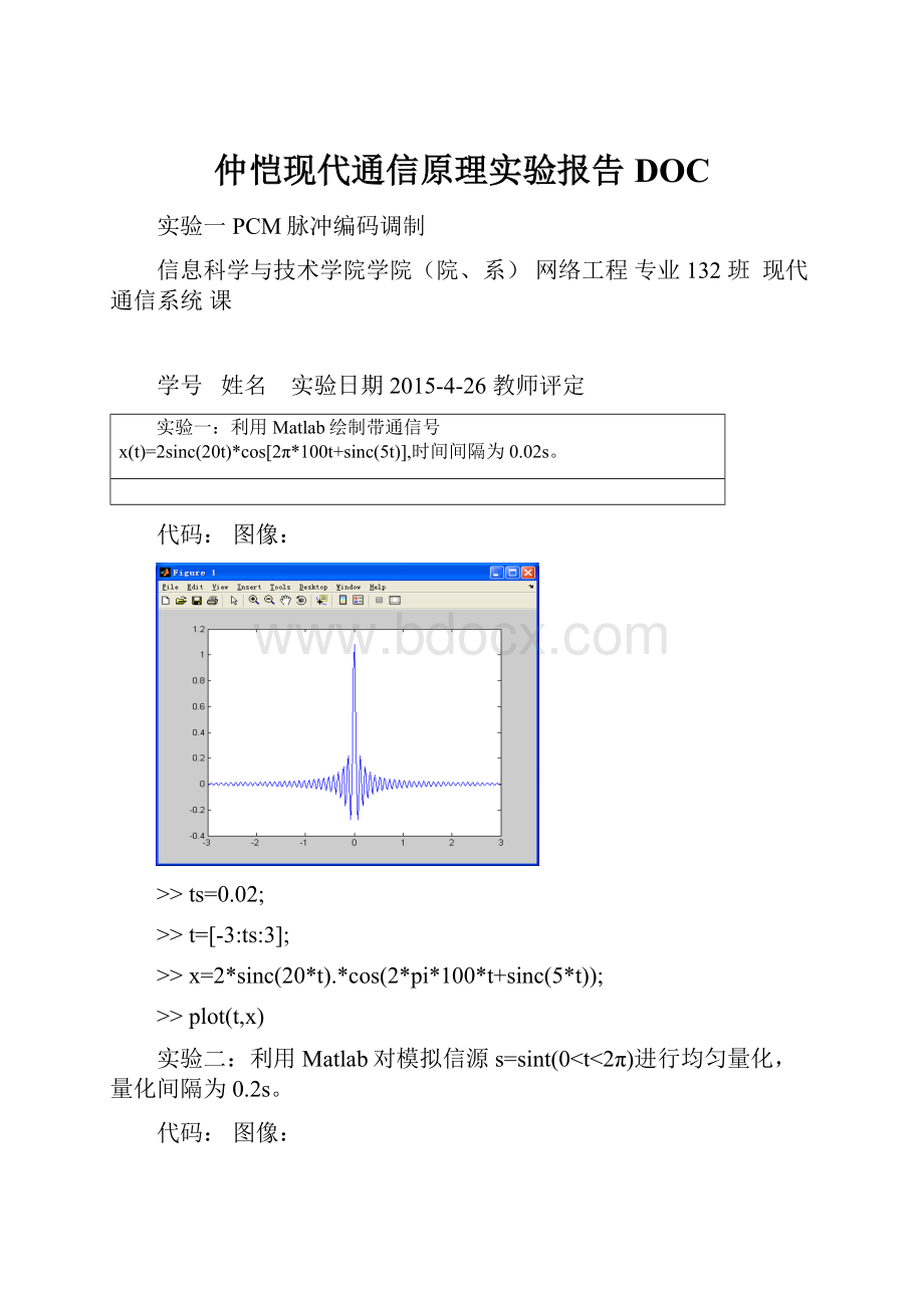 仲恺现代通信原理实验报告DOC.docx