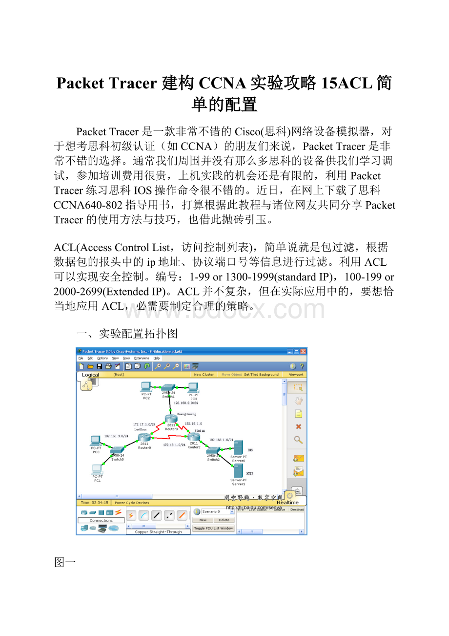 Packet Tracer 建构CCNA实验攻略15ACL简单的配置.docx