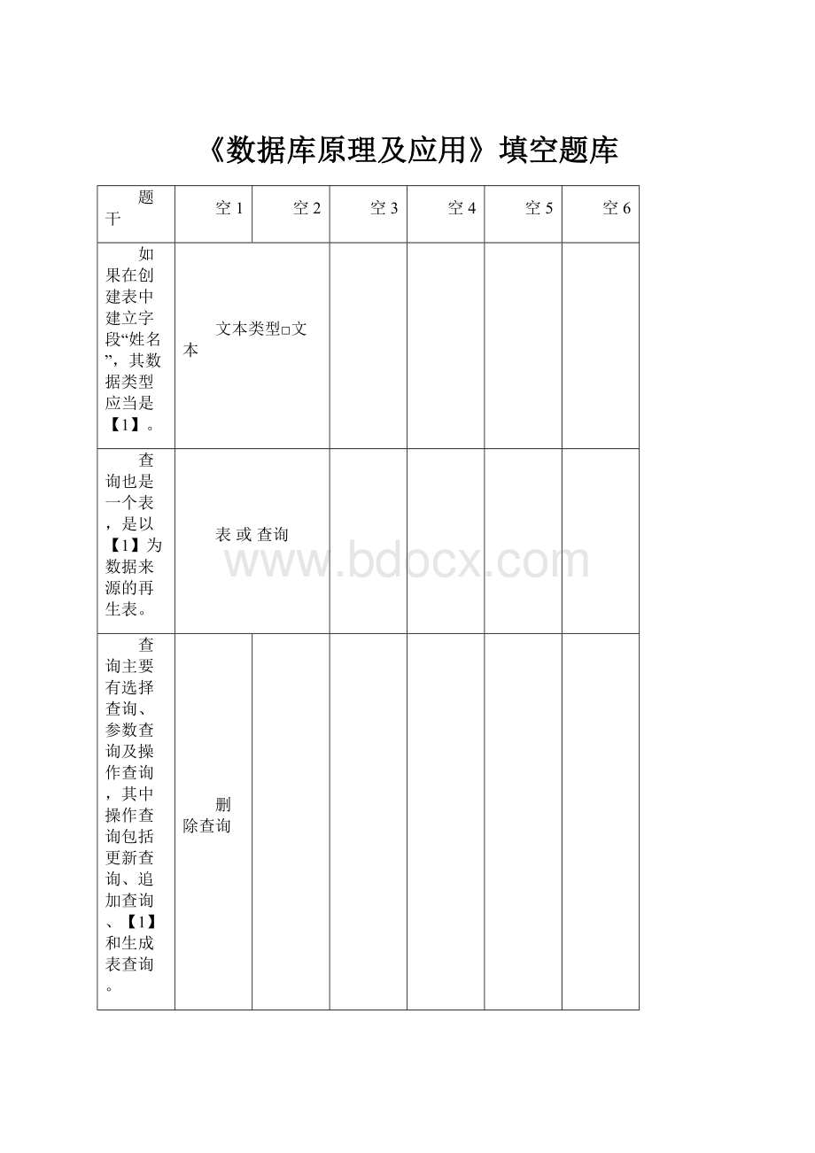 《数据库原理及应用》填空题库.docx_第1页