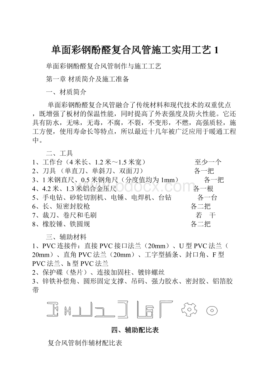 单面彩钢酚醛复合风管施工实用工艺1.docx