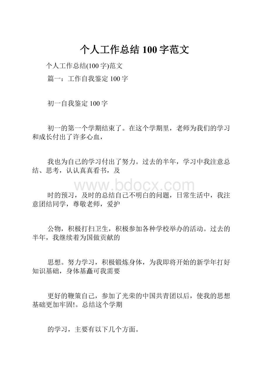 个人工作总结100字范文.docx