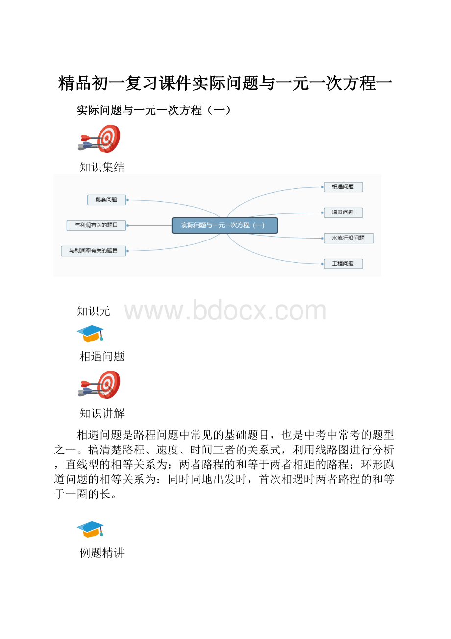 精品初一复习课件实际问题与一元一次方程一.docx