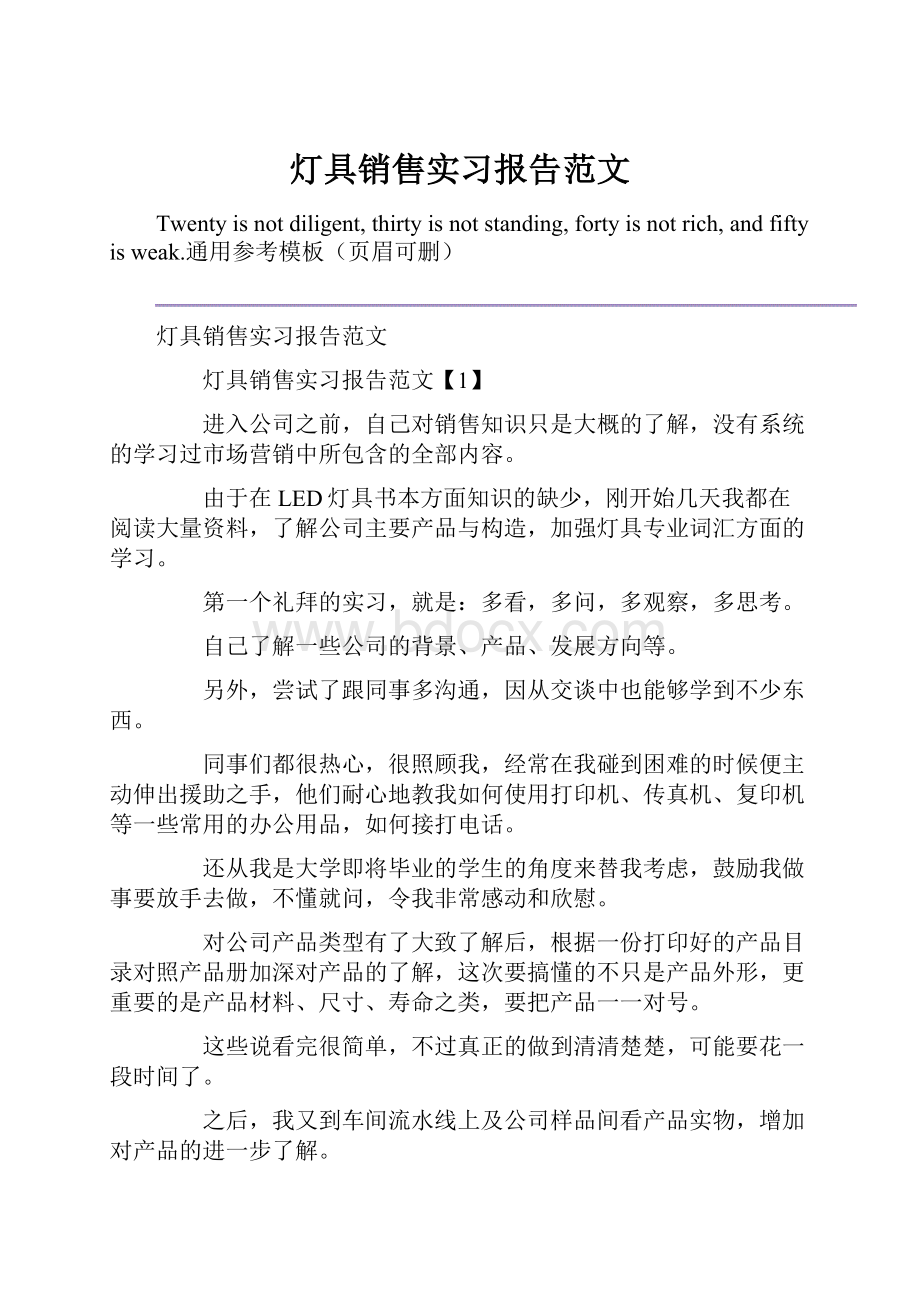 灯具销售实习报告范文.docx