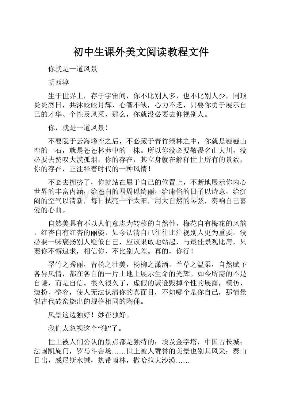 初中生课外美文阅读教程文件.docx