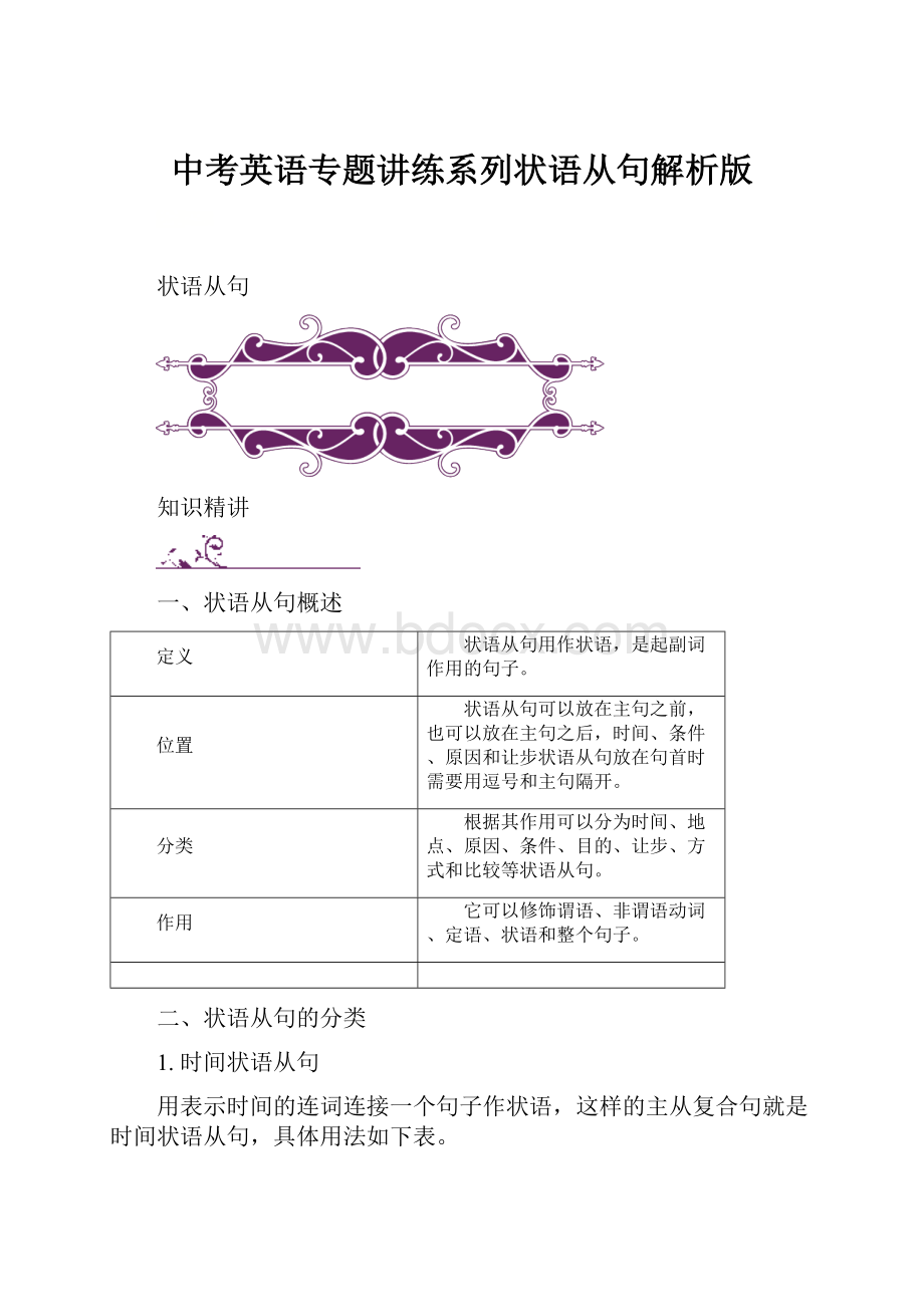 中考英语专题讲练系列状语从句解析版.docx_第1页