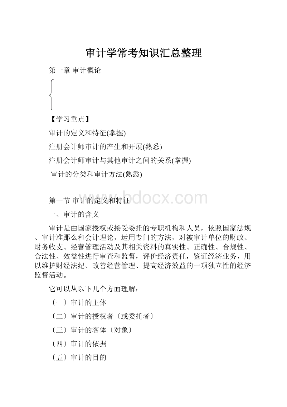 审计学常考知识汇总整理.docx