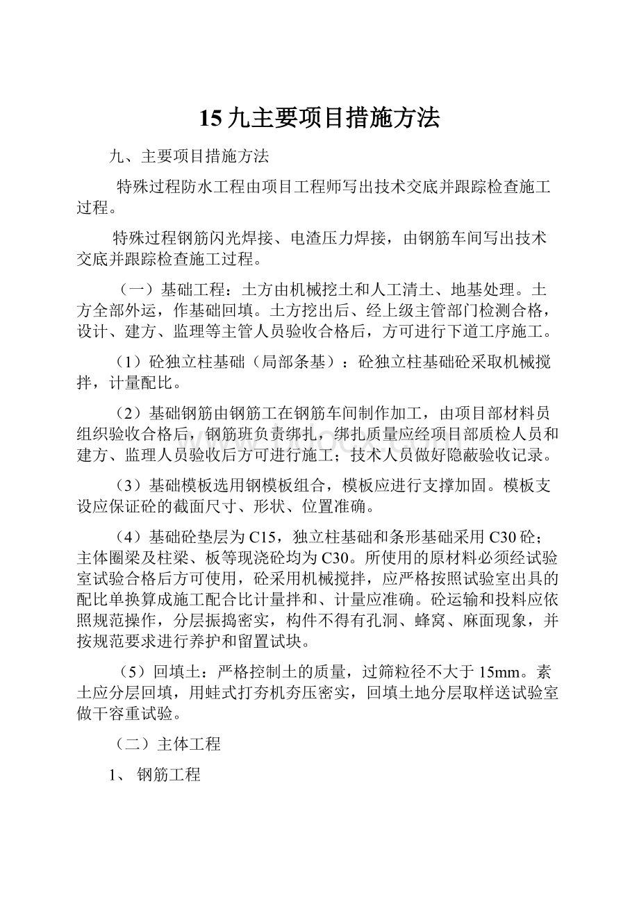 15九主要项目措施方法.docx