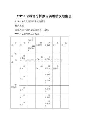 32P55杂质谱分析报告实用模板地整理.docx