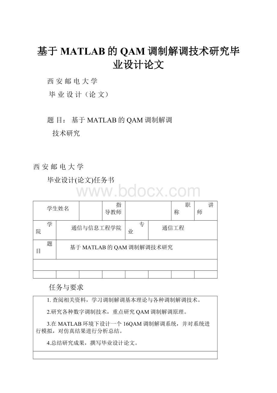 基于MATLAB的QAM调制解调技术研究毕业设计论文.docx_第1页