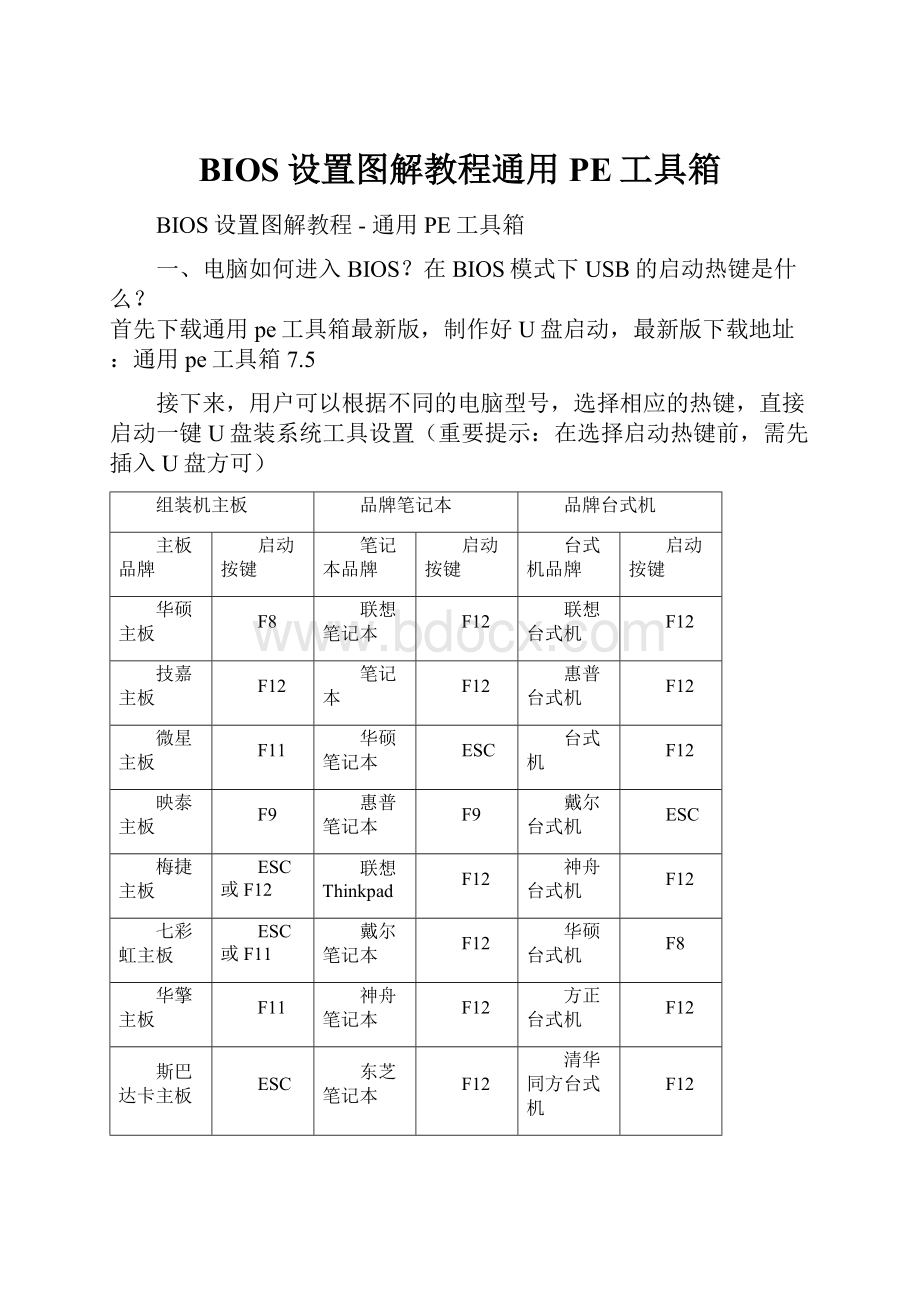 BIOS设置图解教程通用PE工具箱.docx