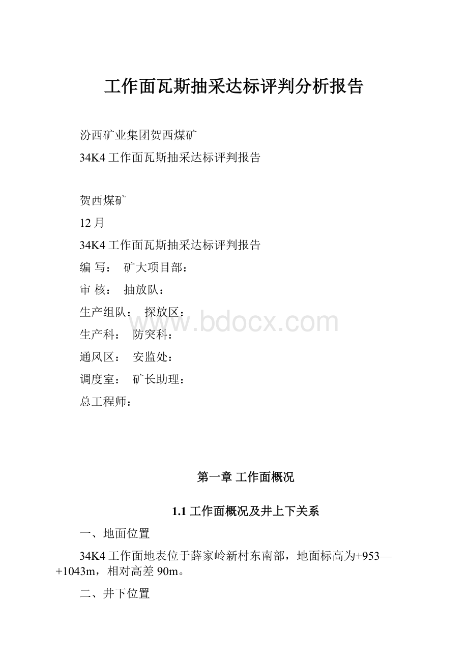 工作面瓦斯抽采达标评判分析报告.docx