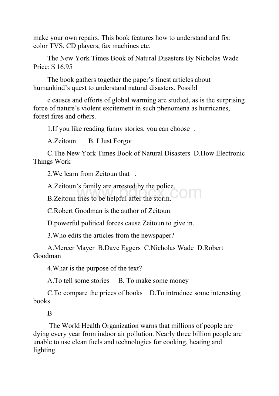 甘肃省民勤县第一中学届高三英语上学期第一次月考试题.docx_第2页