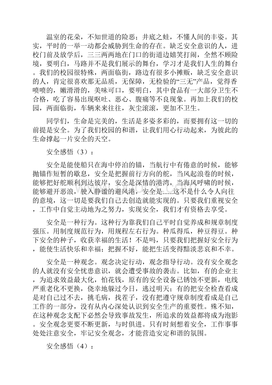 精品心得体会推荐 安全感悟8篇.docx_第3页