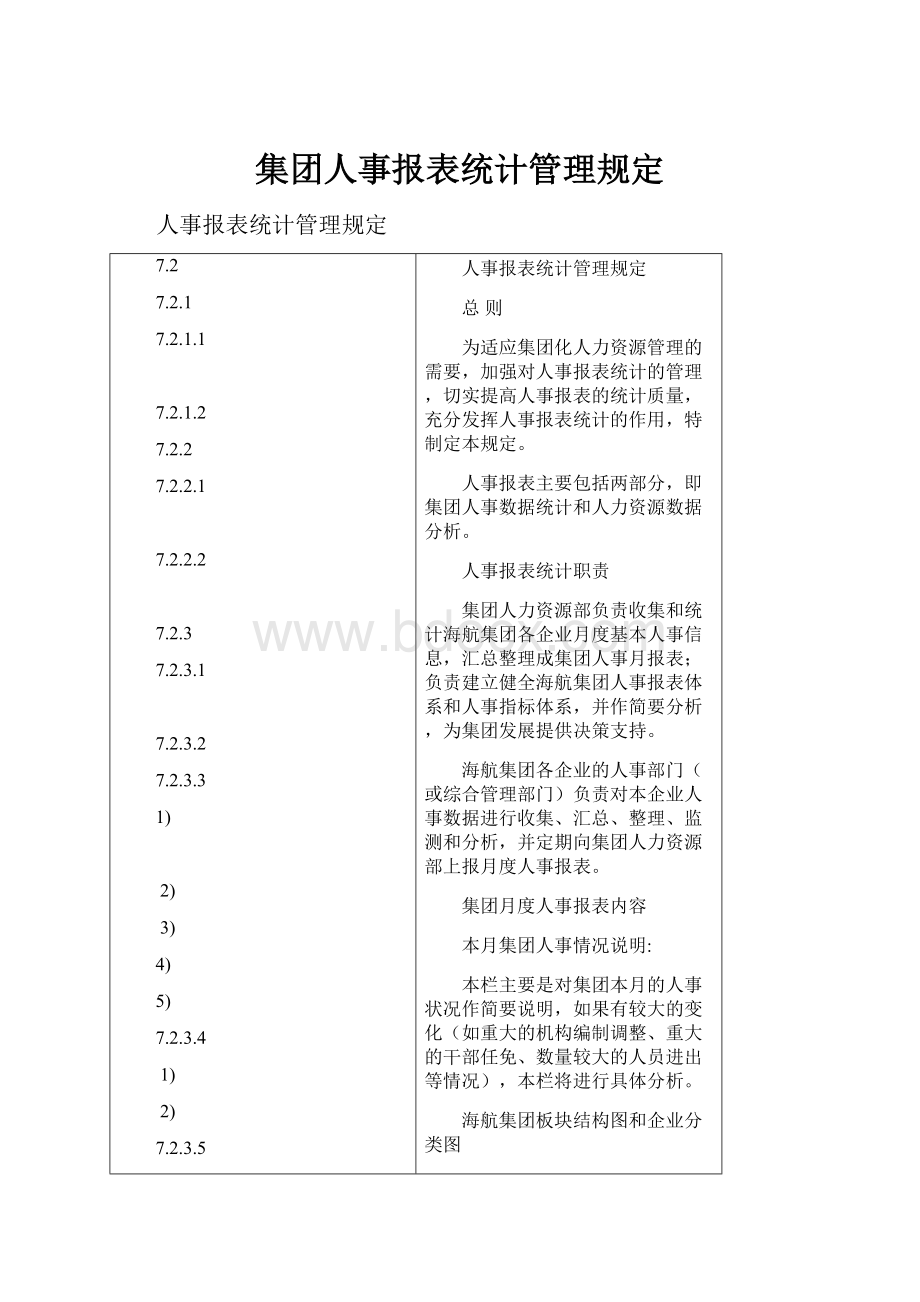 集团人事报表统计管理规定.docx