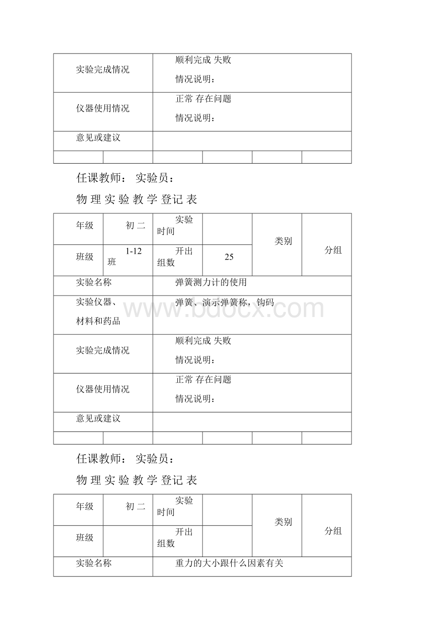 14八年级下物理实验登记表.docx_第2页