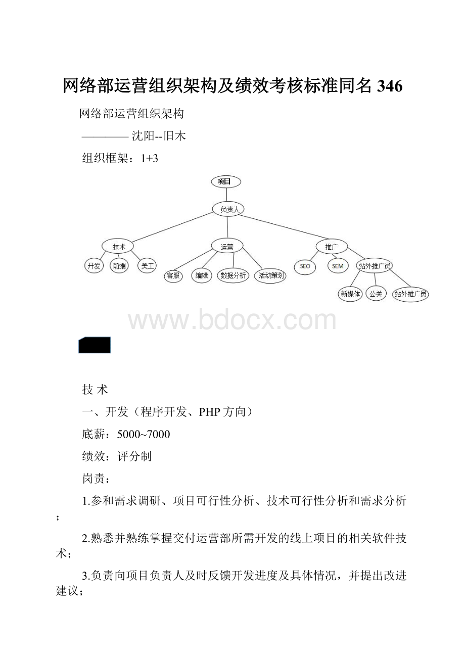 网络部运营组织架构及绩效考核标准同名346.docx