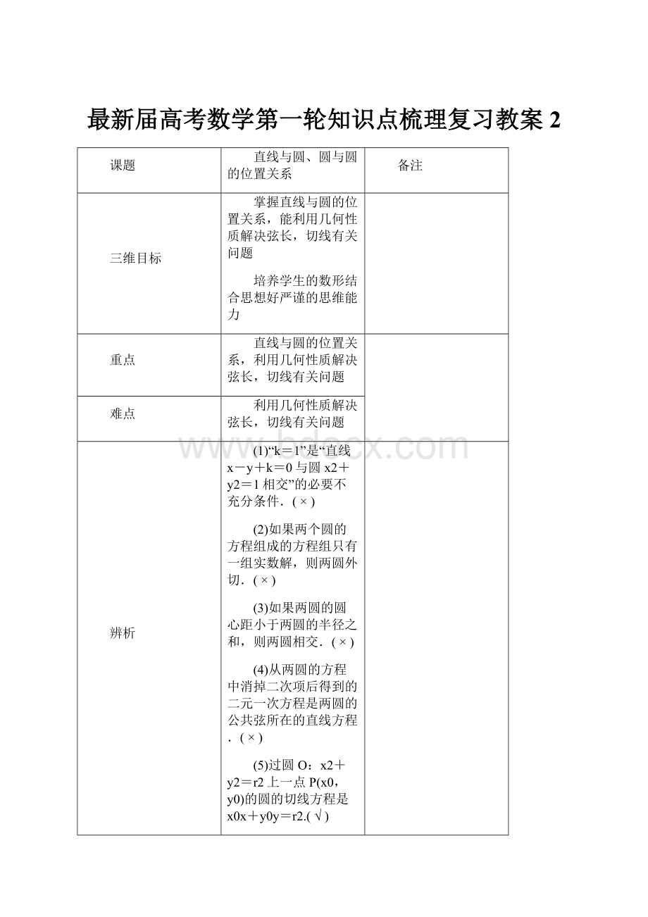 最新届高考数学第一轮知识点梳理复习教案2.docx_第1页