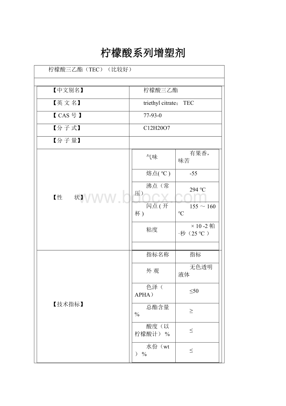 柠檬酸系列增塑剂.docx