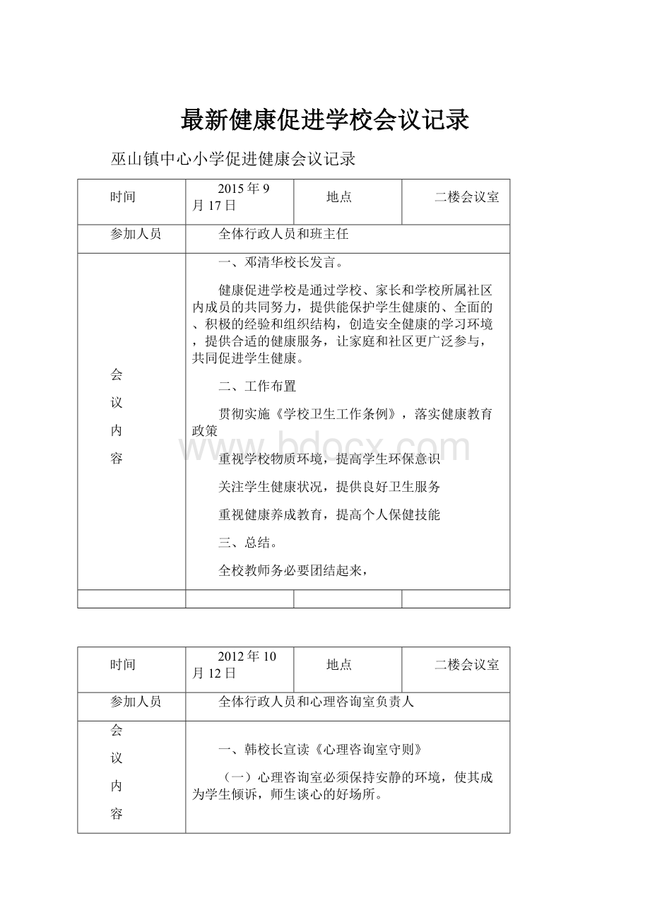 最新健康促进学校会议记录.docx