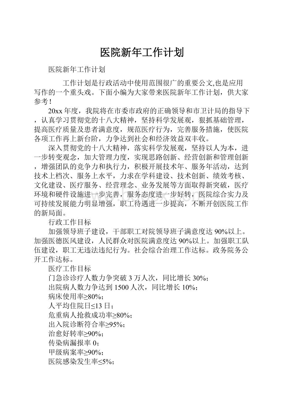 医院新年工作计划.docx