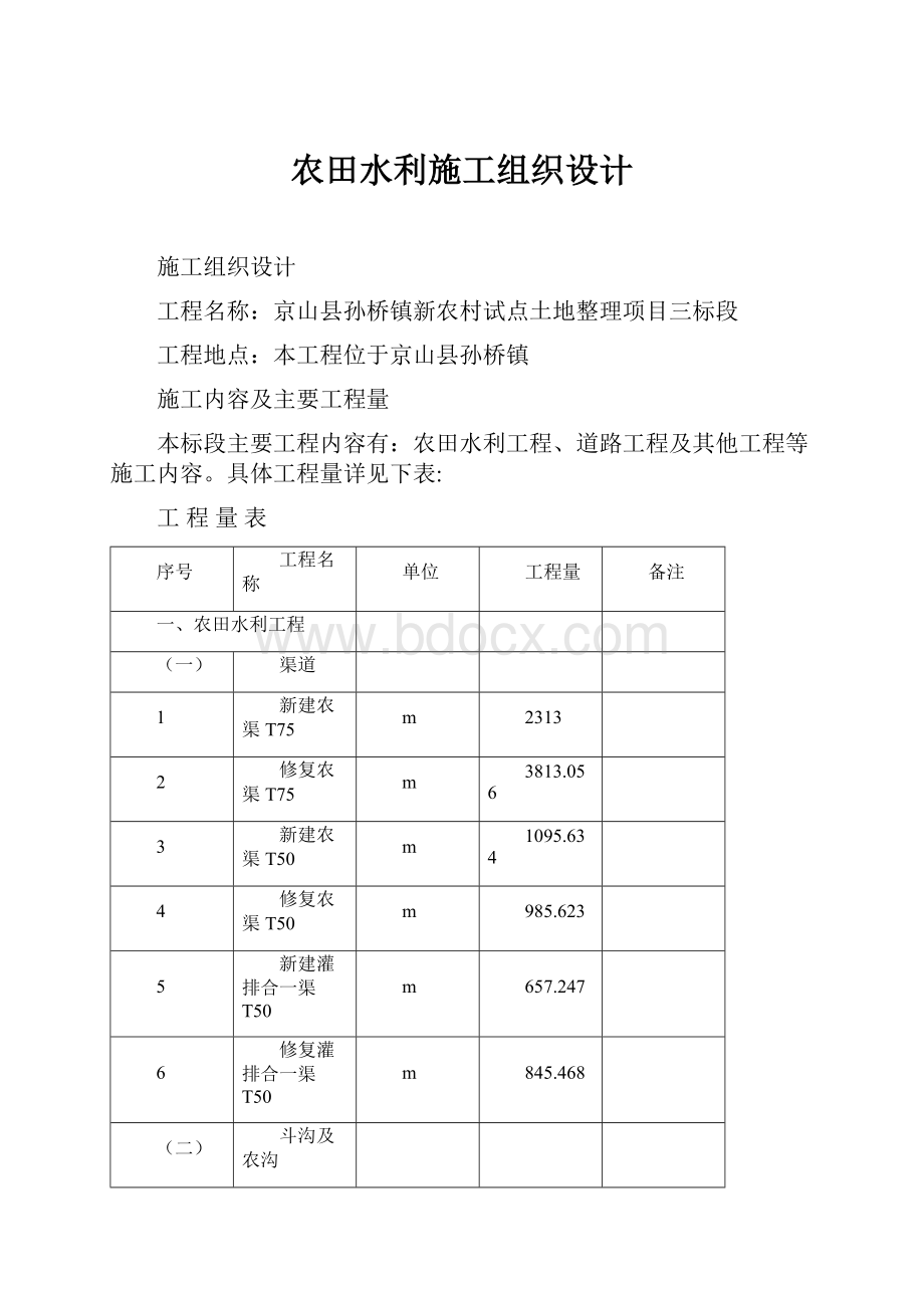 农田水利施工组织设计.docx_第1页