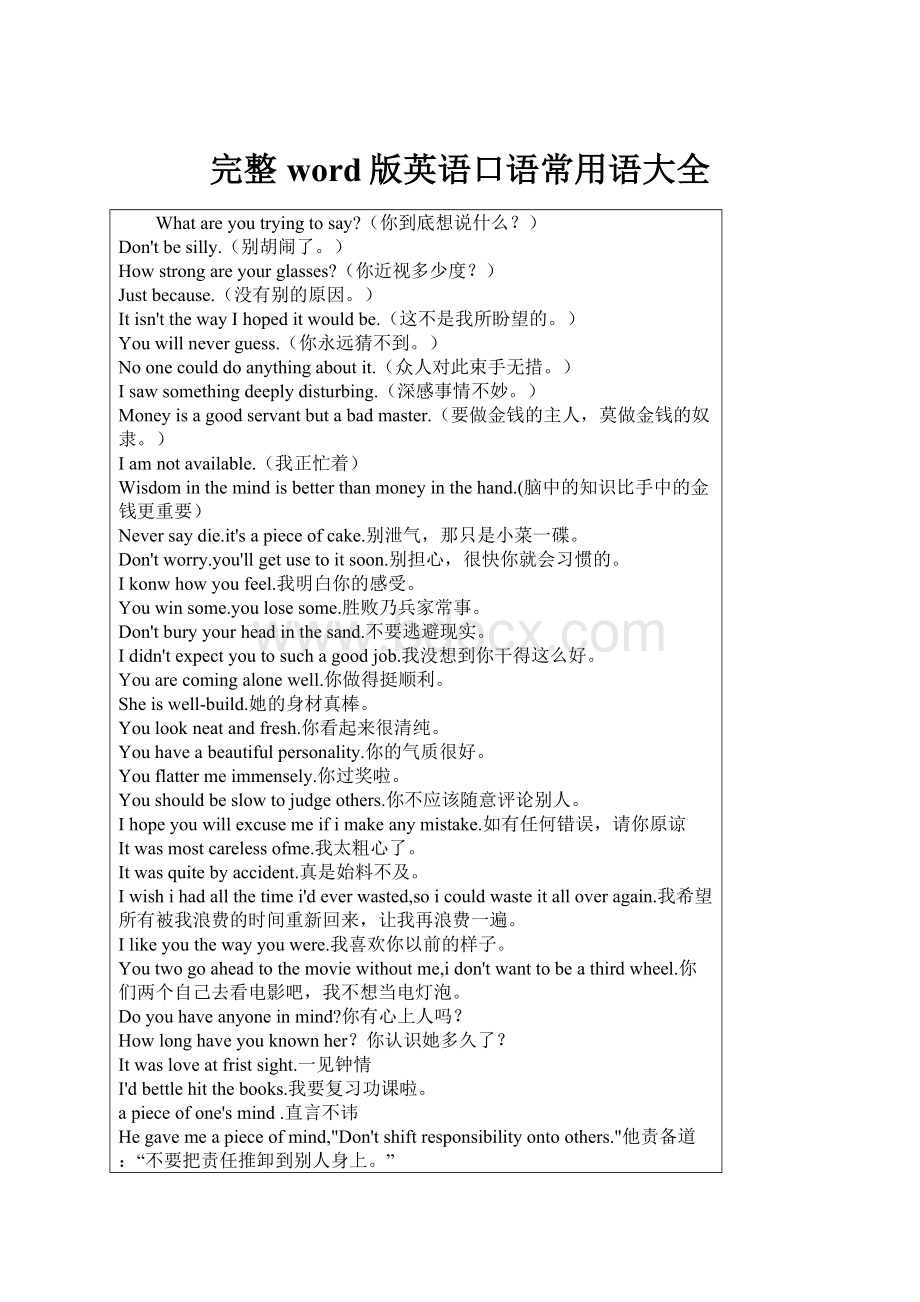 完整word版英语口语常用语大全.docx_第1页