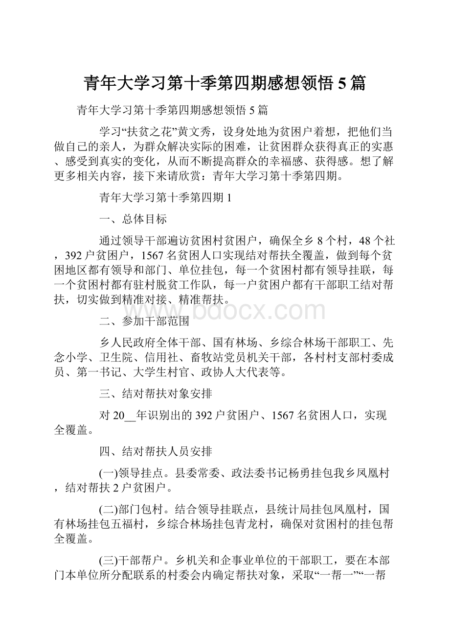 青年大学习第十季第四期感想领悟5篇.docx