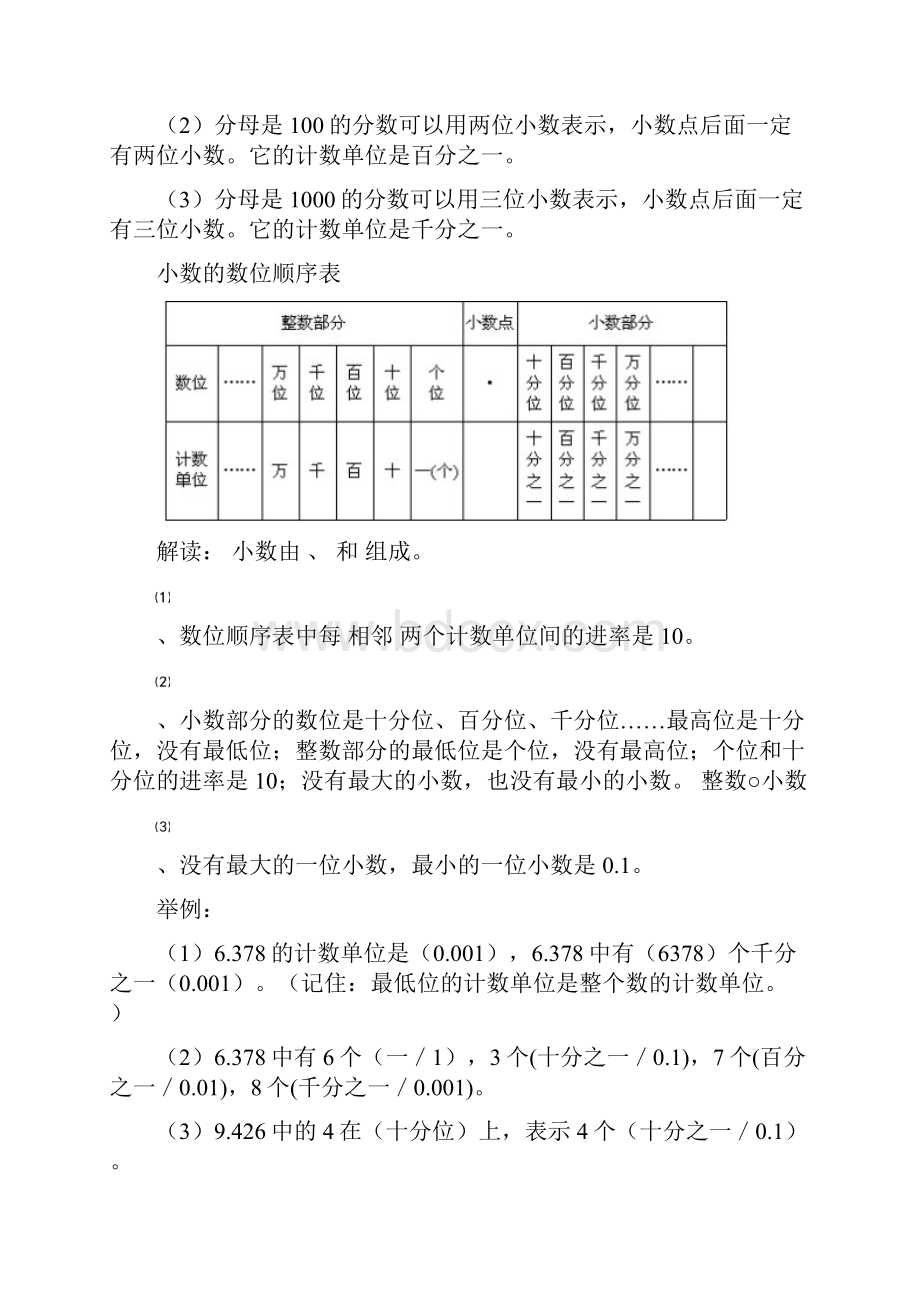 人教版数学四年级下册小数的意义和性质知识篇.docx_第2页