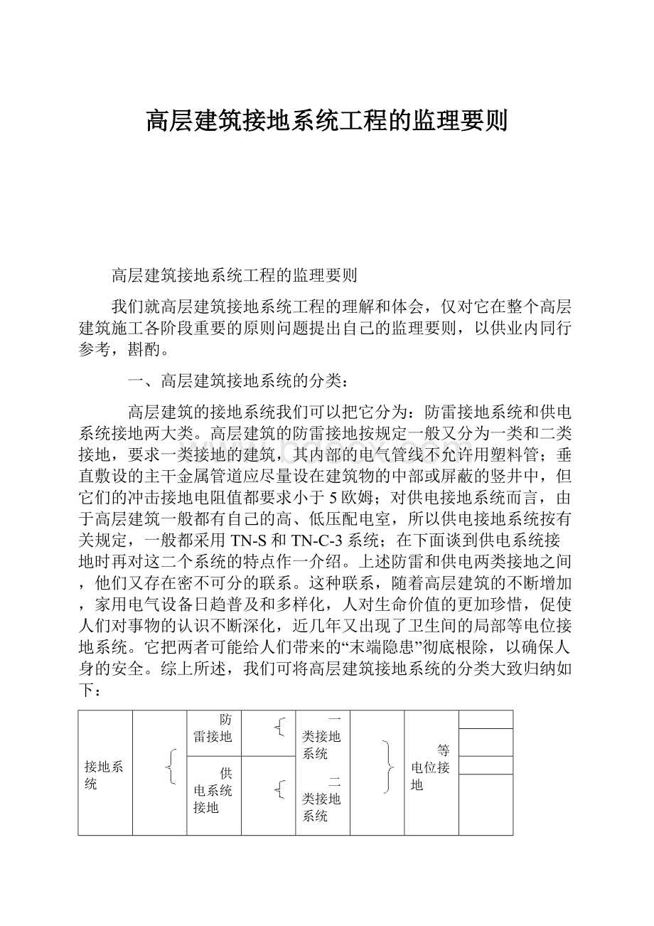 高层建筑接地系统工程的监理要则.docx