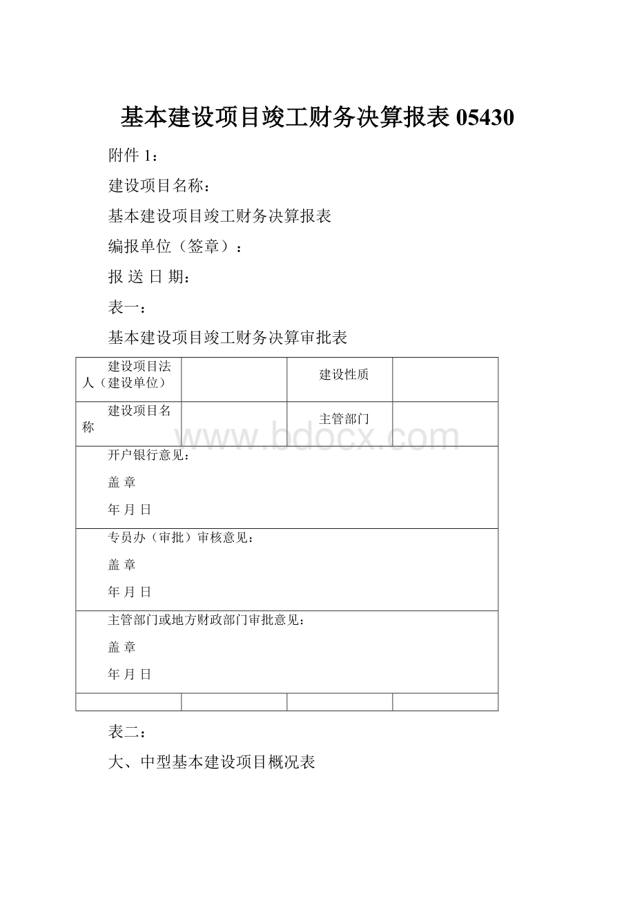 基本建设项目竣工财务决算报表05430.docx_第1页