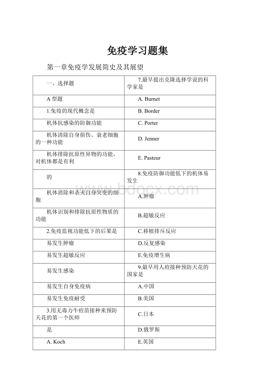 免疫学习题集.docx