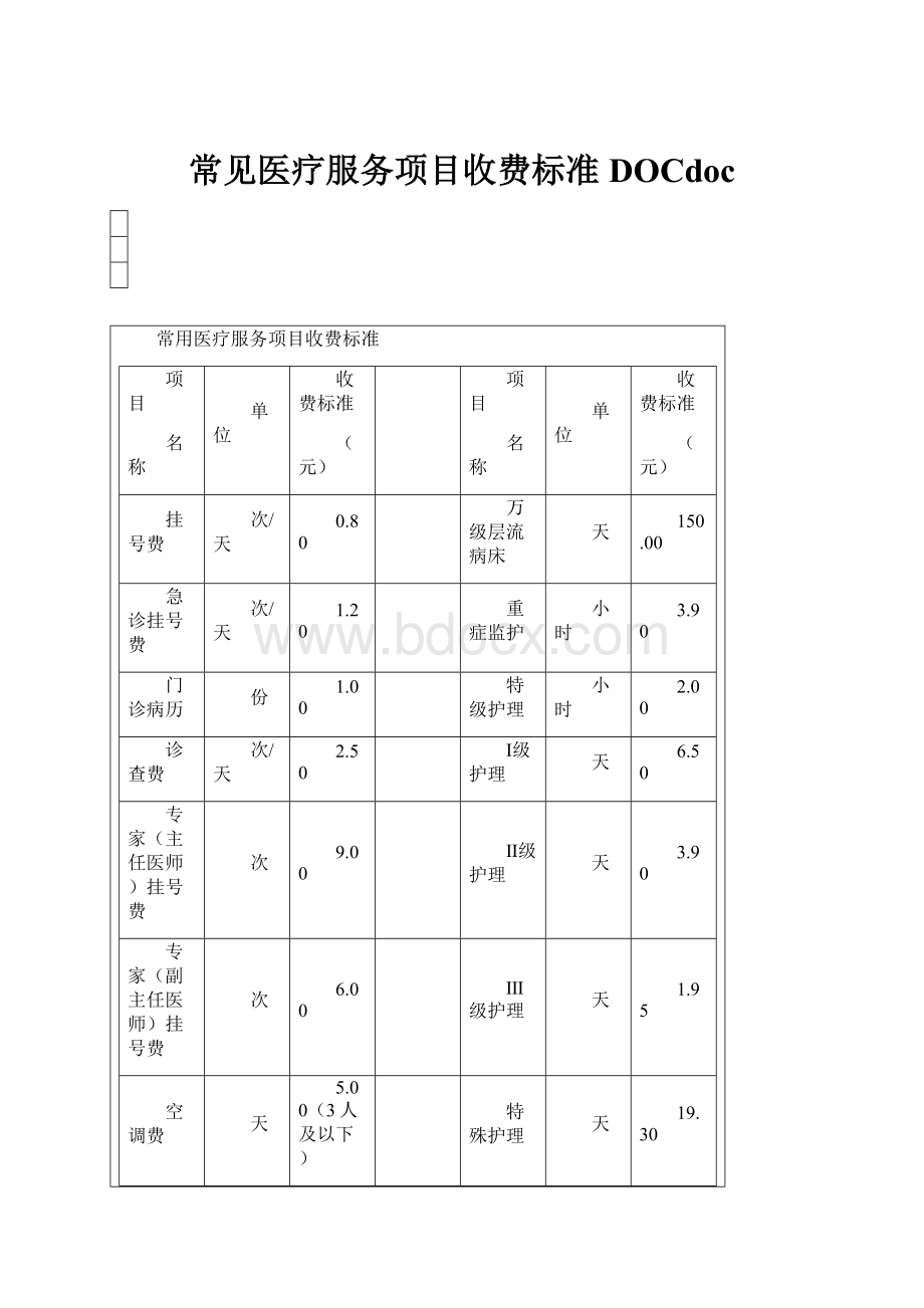 常见医疗服务项目收费标准DOCdoc.docx