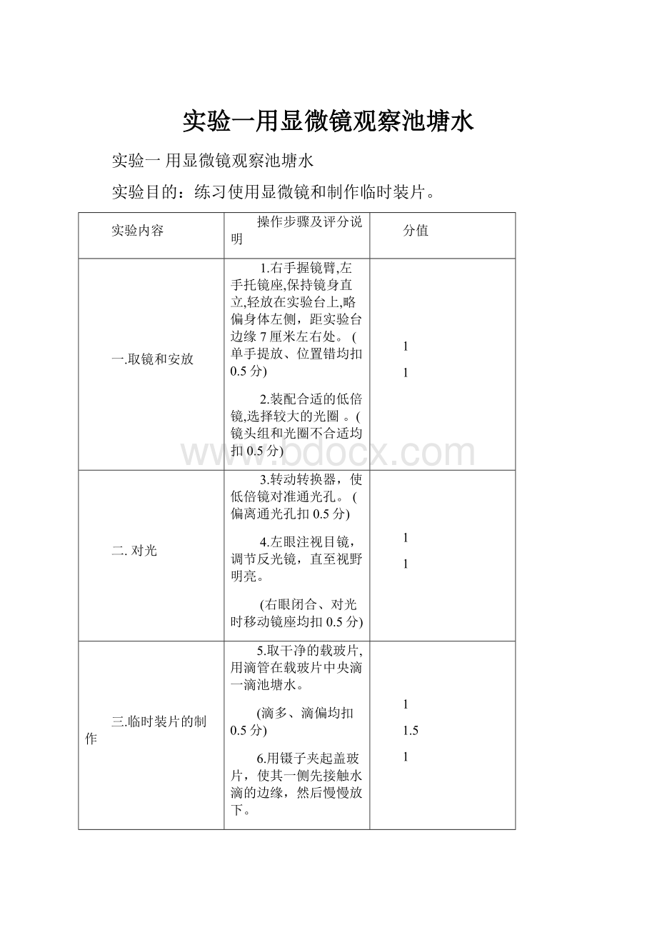 实验一用显微镜观察池塘水.docx