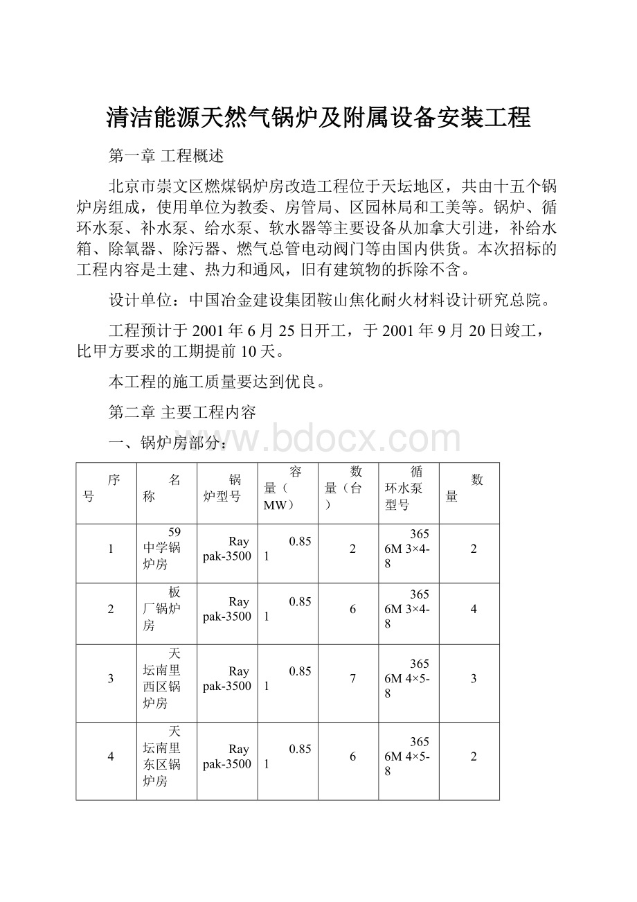 清洁能源天然气锅炉及附属设备安装工程.docx