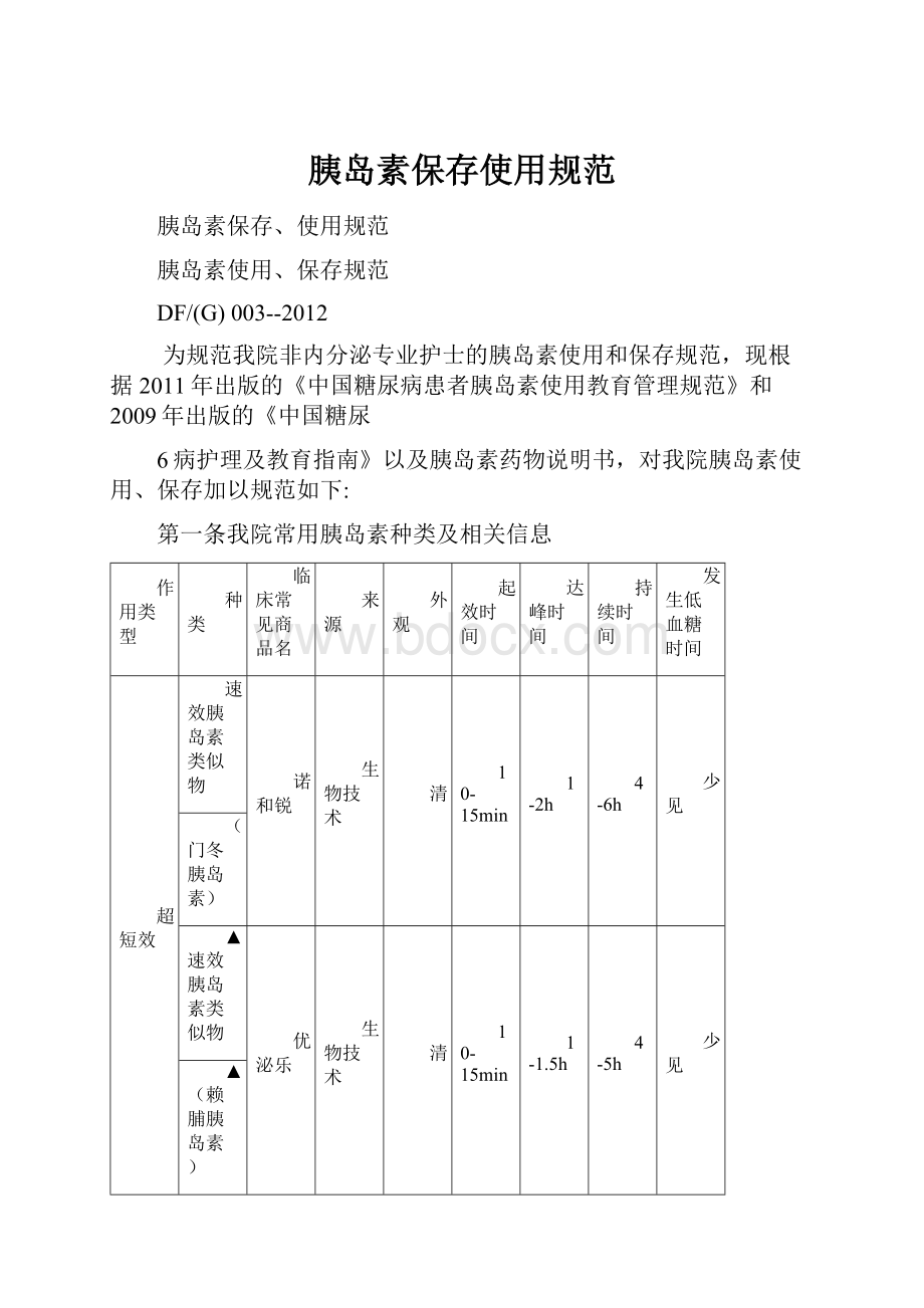 胰岛素保存使用规范.docx_第1页