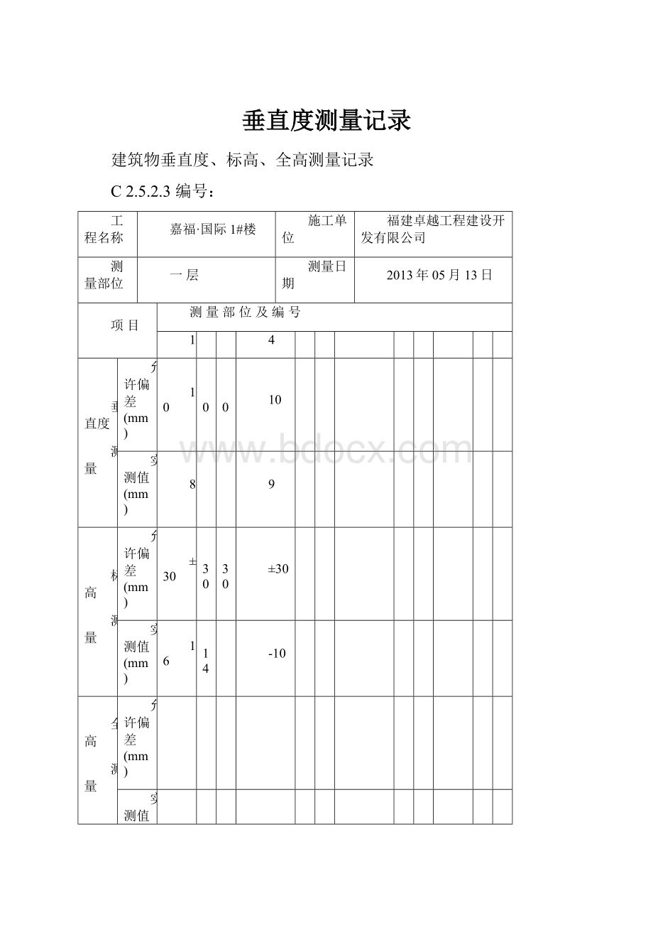 垂直度测量记录.docx_第1页