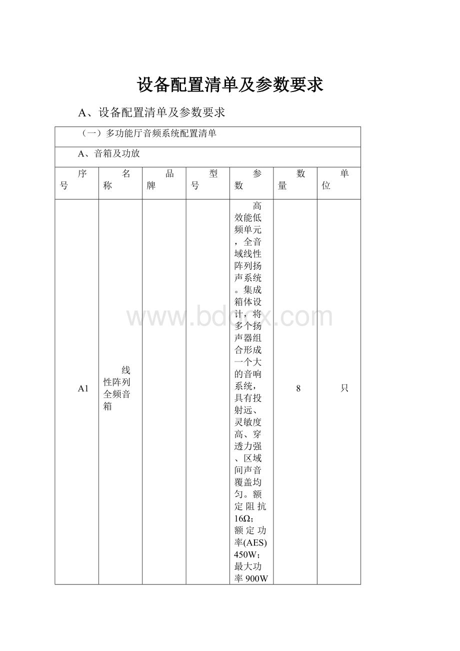 设备配置清单及参数要求.docx_第1页