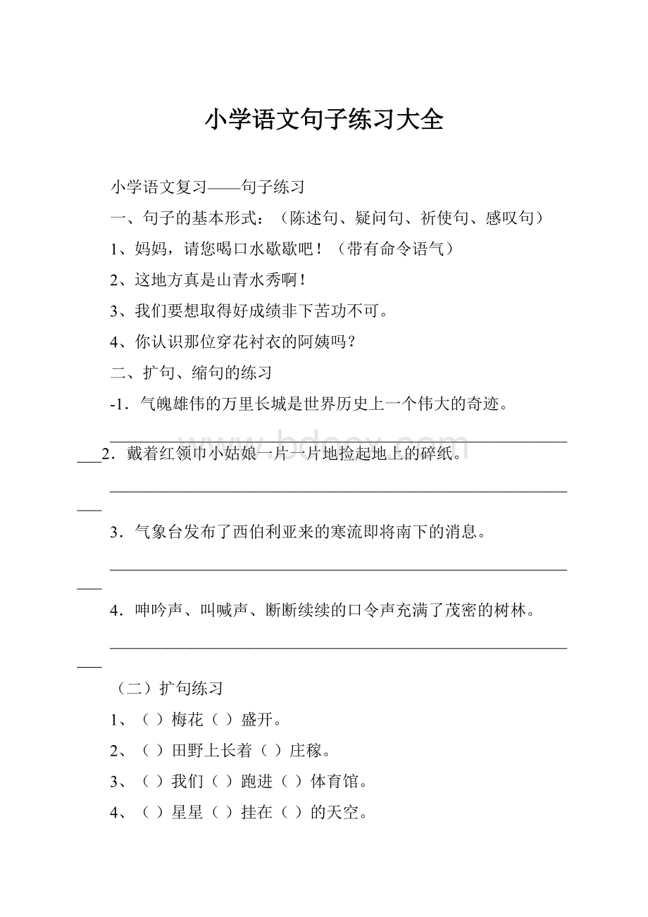 小学语文句子练习大全.docx