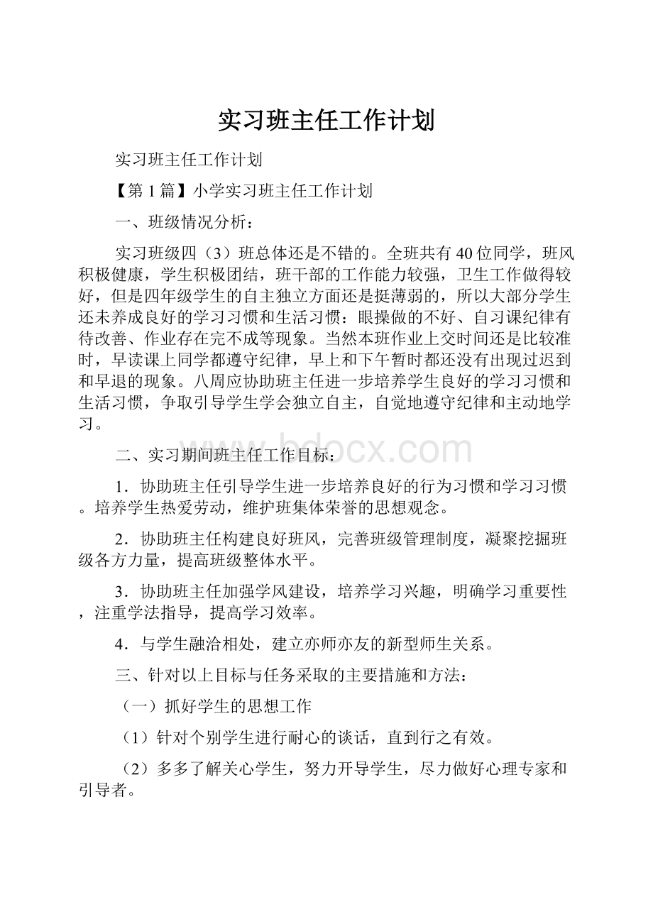 实习班主任工作计划.docx