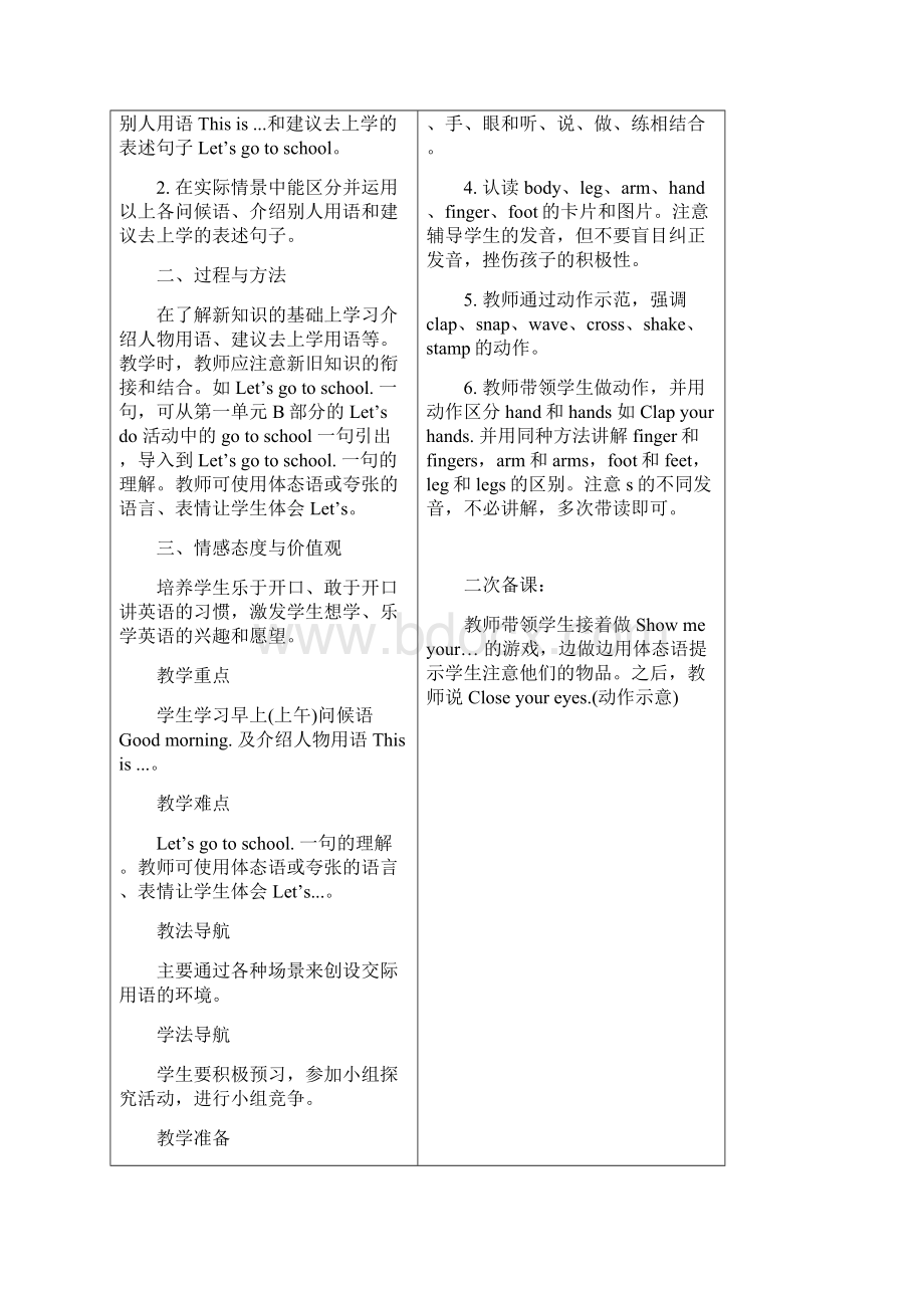 完整word版pep英语三年级上第三单元教案含教学反思.docx_第3页