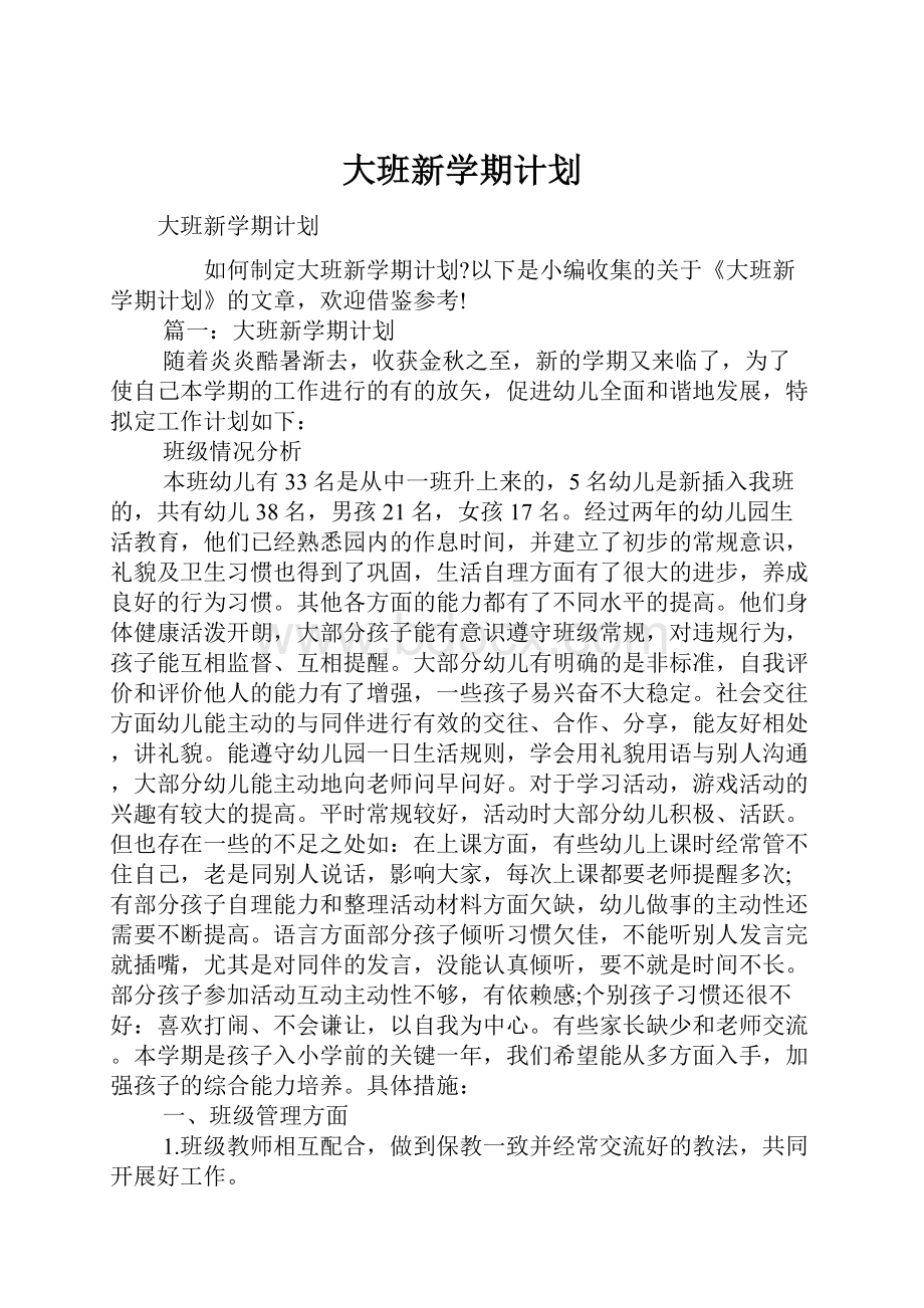 大班新学期计划.docx