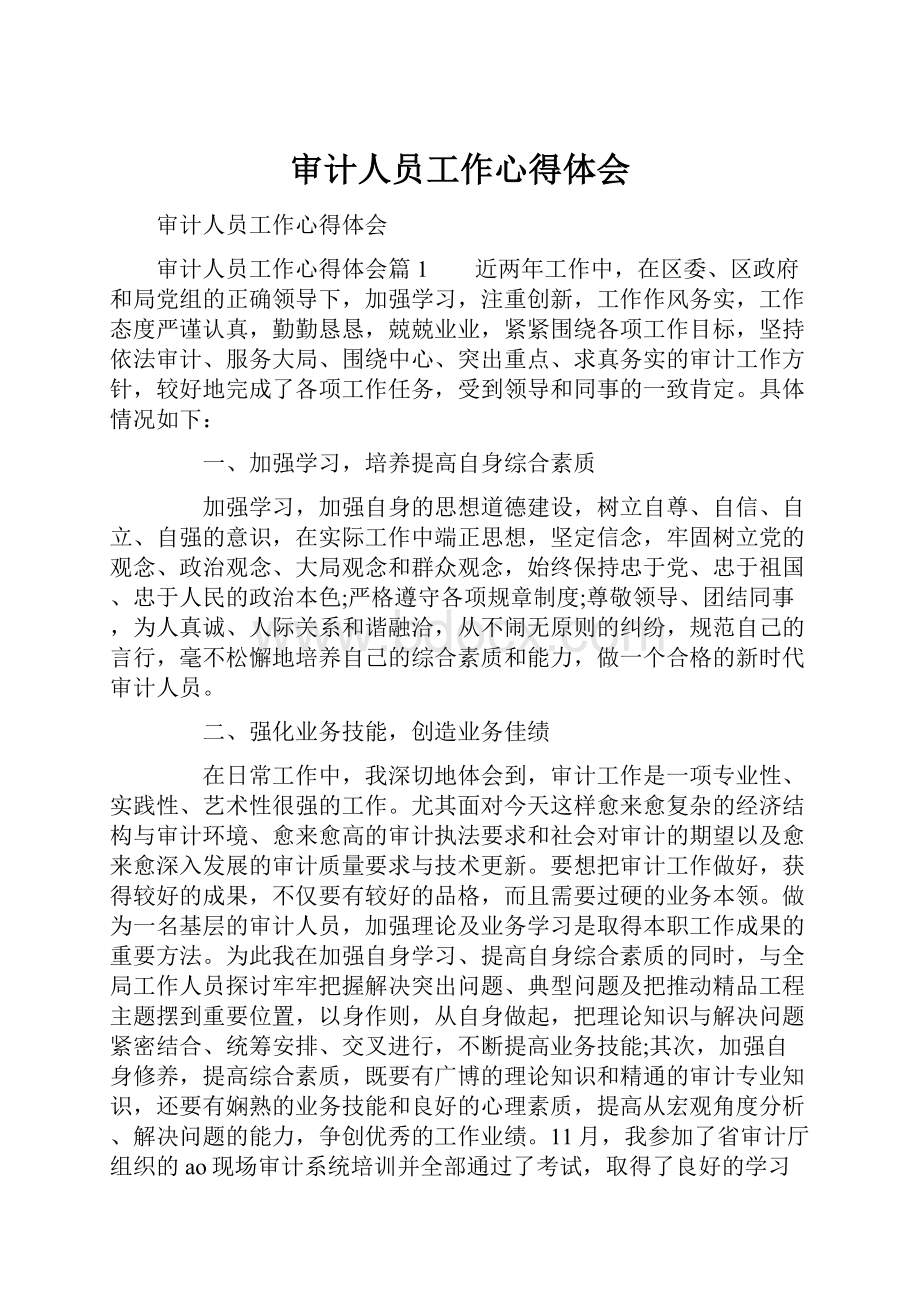 审计人员工作心得体会.docx