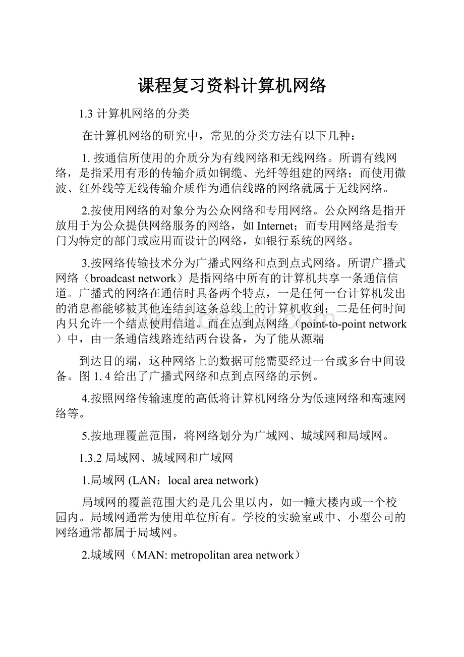 课程复习资料计算机网络.docx